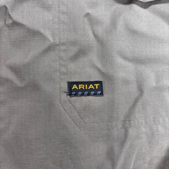 Ariat Rebar Men's Khaki Color Button-Down Shirt - Picture 2 of 13